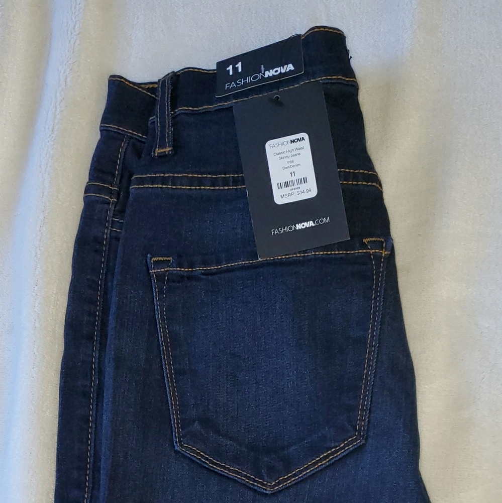 Dark Blue High Waisted Skinny Jeans